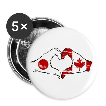 Japan Kanada Hände Herzform used - Buttons groß 56 mm (5er Pack) - Weiß - Vorne