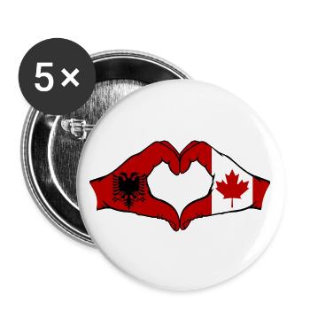 Albanien Kanada Hände Herzform - Buttons groß 56 mm (5er Pack) - Weiß - Vorne