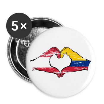 Austria Colombia Flag Hands Heart Shape Used - Buttons large 2.2''/56 mm (5-pack) - white - Front