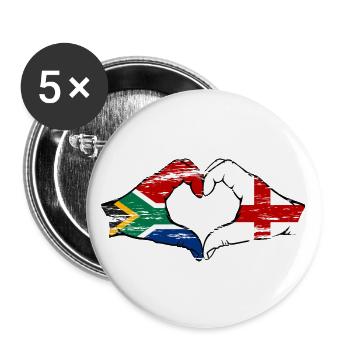 South Africa England flag hands heart shape used - Buttons large 2.2''/56 mm (5-pack) - white - Front