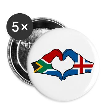 Südafrika Island Flagge Hände Herzform - Buttons groß 56 mm (5er Pack) - Weiß - Vorne