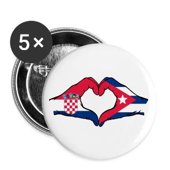 Kroatien Kuba Flagge Hände Herzform - Buttons groß 56 mm (5er Pack) - Weiß - Vorne