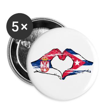 Serbie Cuba Drapeau Mains Coeur Forme Utilisé - Lot de 5 grands badges (56 mm) - blanc - Devant