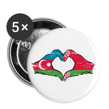 Azerbaijan Belarus Flag Hands Heart Shape Used - Buttons large 2.2''/56 mm (5-pack) - white - Front