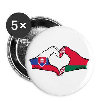 Slowakei Belarus Flagge Hände Herzform - Buttons groß 56 mm (5er Pack) - Weiß - Vorne