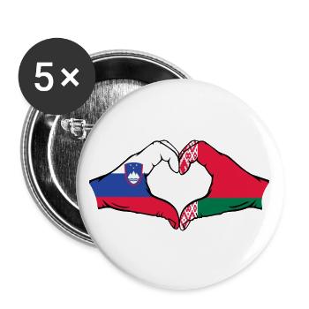 Slowenien Belarus Flagge Hände Herzform - Buttons groß 56 mm (5er Pack) - Weiß - Vorne