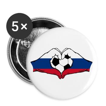 Russia flag football hands heart shape - Buttons large 2.2''/56 mm (5-pack) - white - Front