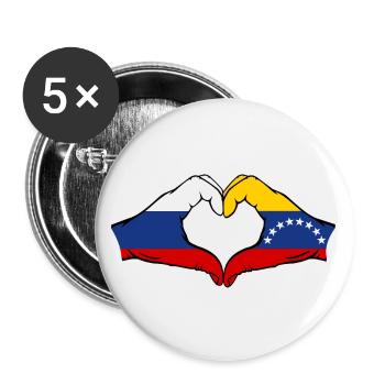 Russia Venezuela Flag Hands Heart Shape - Buttons large 2.2''/56 mm (5-pack) - white - Front