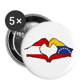 Austria Venezuela Flag Hands Heart Shape - Buttons large 2.2''/56 mm (5-pack) - white - Front