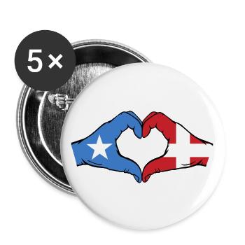 Somalie Danemark Drapeau Mains Coeur Forme - Lot de 5 grands badges (56 mm) - blanc - Devant