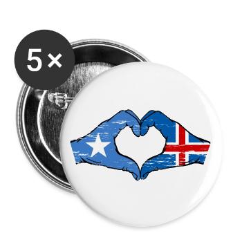 Drapeau de l’île de Somalie mains forme de coeur utilisé - Lot de 5 grands badges (56 mm) - blanc - Devant