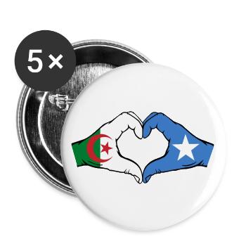 Algeria Somalia Flag Hands Heart Shape - Buttons large 2.2''/56 mm (5-pack) - white - Front