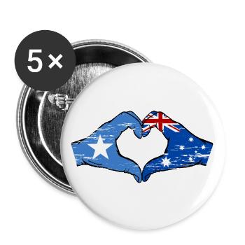 Somalia Australia flag hands heart shape used - Buttons large 2.2''/56 mm (5-pack) - white - Front