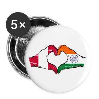 Peru Indien Flagge Hände Herzform used - Buttons groß 56 mm (5er Pack) - Weiß - Vorne