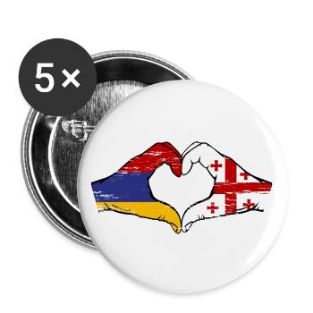 Armenia Georgia flag hands heart shape used - Buttons large 2.2''/56 mm (5-pack) - white - Front