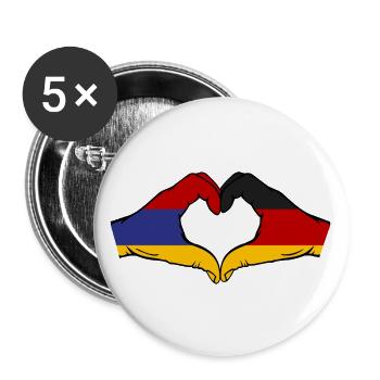 Arménie Allemagne Drapeau Mains Coeur Forme - Lot de 5 grands badges (56 mm) - blanc - Devant