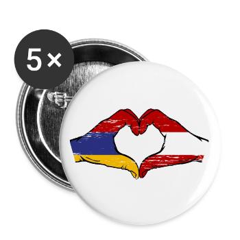 Armenia Austria Flag Hands Heart Shape Used - Buttons large 2.2''/56 mm (5-pack) - white - Front