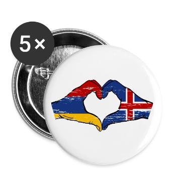 Armenia Iceland Flag Hands Heart Shape Used - Buttons large 2.2''/56 mm (5-pack) - white - Front