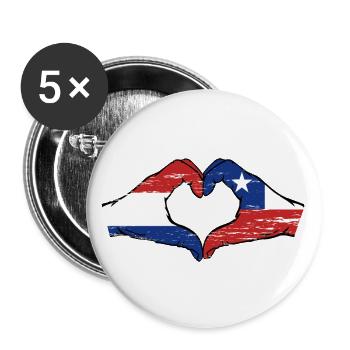Hollande Chili drapeau mains forme de coeur utilisé - Lot de 5 grands badges (56 mm) - blanc - Devant