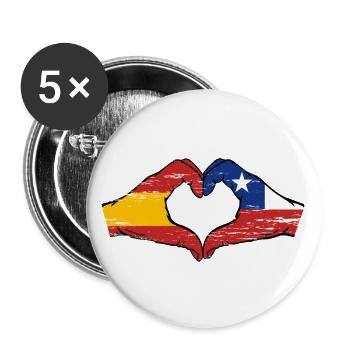 Espagne Drapeau Chili mains forme de coeur utilisé - Lot de 5 grands badges (56 mm) - blanc - Devant