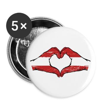 Austria Flag Hands Heart Shape Used - Buttons large 2.2''/56 mm (5-pack) - white - Front