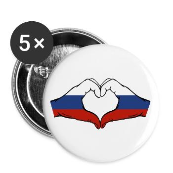 Russia Flag Hands Heart Shape - Buttons large 2.2''/56 mm (5-pack) - white - Front
