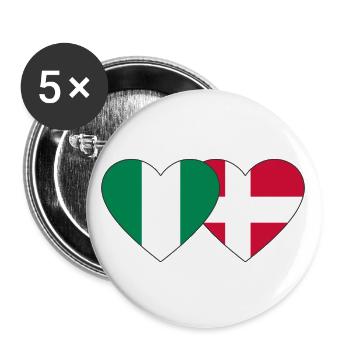 Nigeria Denmark Flag Heart - Buttons large 2.2''/56 mm (5-pack) - white - Front