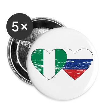 Nigeria Russie Drapeau Coeur Utilisé - Lot de 5 grands badges (56 mm) - blanc - Devant