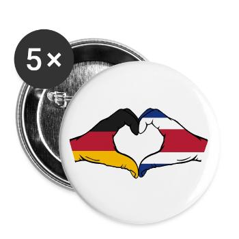 Deutschland Costa Rica Flagge Hände Herzform - Buttons groß 56 mm (5er Pack) - Weiß - Vorne