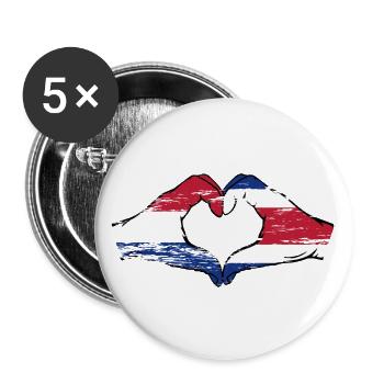 Holland Costa Rica Flagge Hände Herzform used - Buttons groß 56 mm (5er Pack) - Weiß - Vorne