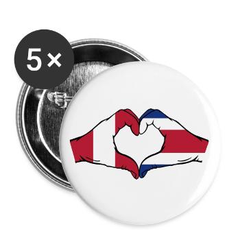 Peru Costa Rica Flag Hands Heart Shape - Buttons large 2.2''/56 mm (5-pack) - white - Front
