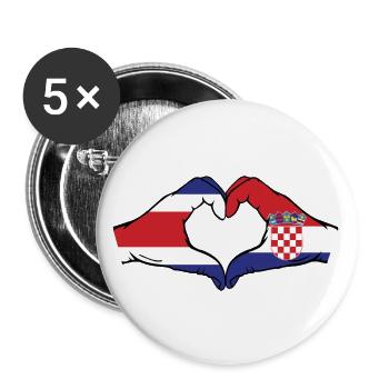 Costa Rica Croatia Flag Hands Heart Shape - Buttons large 2.2''/56 mm (5-pack) - white - Front