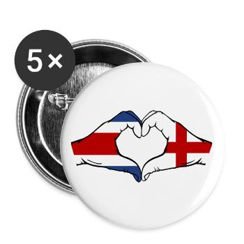Costa Rica England Flag Hands Heart Shape - Buttons large 2.2''/56 mm (5-pack) - white - Front