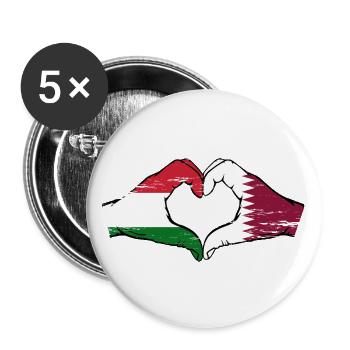 Hungary Qatar flag hands heart shape used - Buttons large 2.2''/56 mm (5-pack) - white - Front