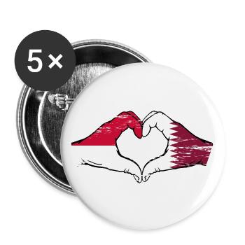 Indonesia Qatar flag hands heart shape used - Buttons large 2.2''/56 mm (5-pack) - white - Front