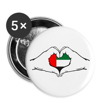 Vereinigte Arabische Emirate Flagge Herz - Buttons groß 56 mm (5er Pack) - Weiß - Vorne