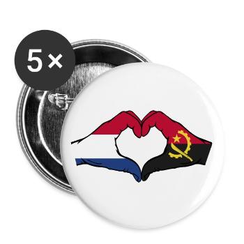 Holland Angola Flagge Hände Herzform - Buttons groß 56 mm (5er Pack) - Weiß - Vorne