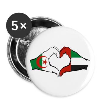 Algerien Vereinigte Arabische Emirate Flagge Herz - Buttons groß 56 mm (5er Pack) - Weiß - Vorne