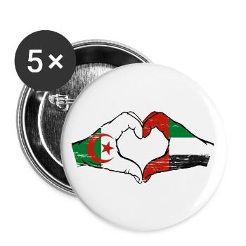 Algerien Vereinigte Arabische Emirate Flagge Herz - Buttons groß 56 mm (5er Pack) - Weiß - Vorne