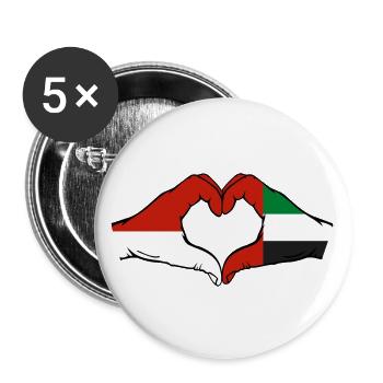 Indonesien Vereinigte Arabische Emirate Herz - Buttons groß 56 mm (5er Pack) - Weiß - Vorne