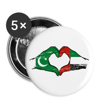 Pakistan United Arab Emirates Heart - Buttons large 2.2''/56 mm (5-pack) - white - Front