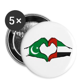 Pakistan Vereinigte Arabische Emirate Herz - Buttons groß 56 mm (5er Pack) - Weiß - Vorne
