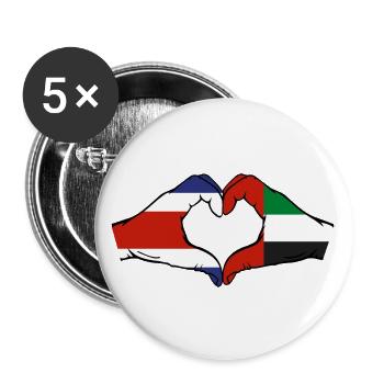 Costa Rica Vereinigte Arabische Emirate Herz - Buttons groß 56 mm (5er Pack) - Weiß - Vorne