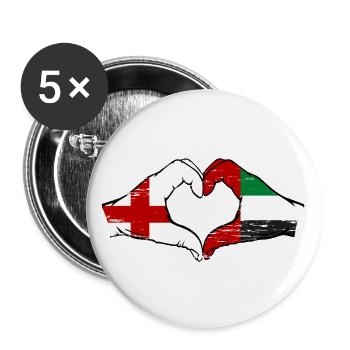 England United Arab Emirates Heart - Buttons large 2.2''/56 mm (5-pack) - white - Front