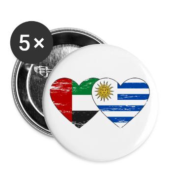 Vereinigte Arabische Emirate Uruguay Flagge Herz - Buttons groß 56 mm (5er Pack) - Weiß - Vorne