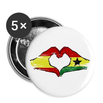 Spain Ghana Flag Hands Heart Shape Used - Buttons large 2.2''/56 mm (5-pack) - white - Front