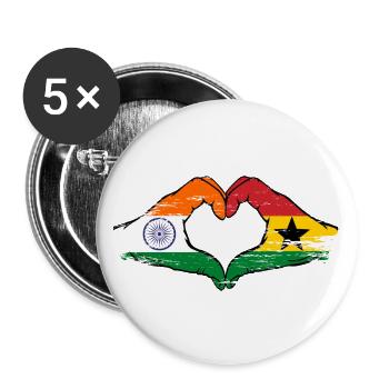 India Ghana flag hands heart shape used - Buttons large 2.2''/56 mm (5-pack) - white - Front