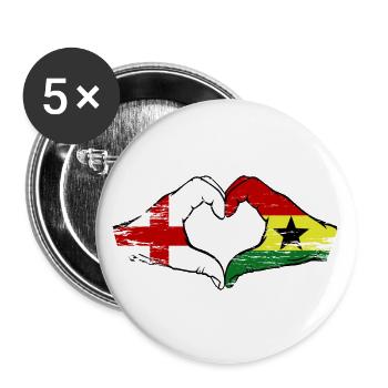England Ghana flag hands heart shape used - Buttons large 2.2''/56 mm (5-pack) - white - Front