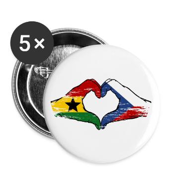 Ghana Czech Republic Flag Hands Heart Shape Used - Buttons large 2.2''/56 mm (5-pack) - white - Front