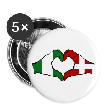 Nigeria Danemark Drapeau Mains Coeur Forme - Lot de 5 grands badges (56 mm) - blanc - Devant